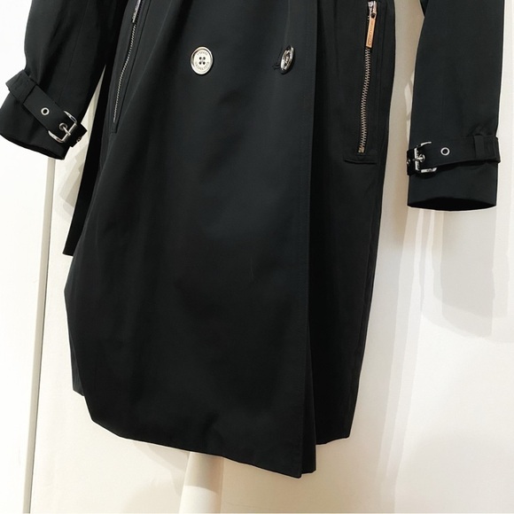 Nwot MICHAEL MICHAEL KORS BLACK DOUBLE BREASTED BELTED TRENCH COAT - XS - Picture 7 of 11